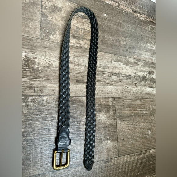 Levi’s genuine leather black woven belt with solid brass buckle size M - Picture 5 of 5